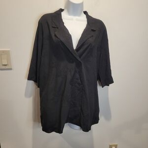 Ines de la fressange x uniqlo size L black on black embroidery blouse